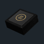 Black Vintage Leather Gold Monogram Gift Box<br><div class="desc">The black vintage leather texture image custom gold tones monogram and name. Minimalistic design.</div>