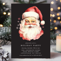 Black Vintage Retro Santa Claus Christmas Party
