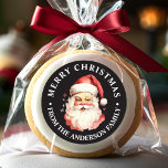 Black Vintage Retro Santa Claus Merry Christmas Classic Round Sticker<br><div class="desc">Celebrate the festive season with our Black Vintage Retro Santa Claus Merry Christmas Classic Round Sticker! This charming sticker features a nostalgic Santa Claus design set against a stylish solid background, combining vintage charm with modern flair. Perfect for adding a festive touch to your Christmas Gifts and Holiday packaging. Personalise...</div>