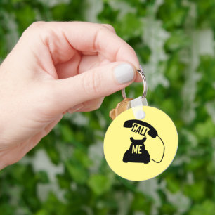 Black Vintage retro telephone Call me Key Ring
