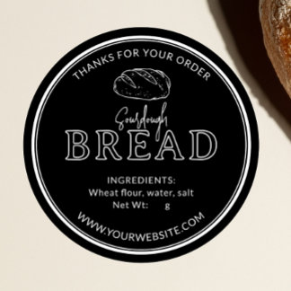 Black Vintage Rustic Sourdough Bread Sticker