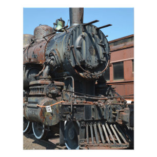 Black Vintage Rusty Steam locomotive Train Engine Photo Print