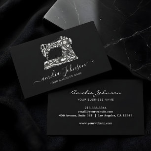 Black Vintage Sewing Machine Tailor & Alterations Business Card