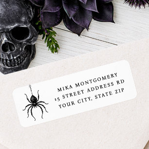 Black Vintage Spider Spooky Gothic return address Label