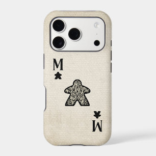 Black Vintage Style Meeple Ace Playing Card