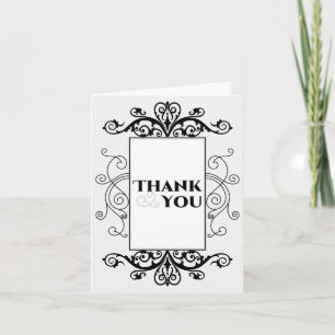 Black Vintage Swirls Wedding Thank You