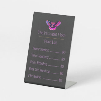 Black Vintage Tattoo Style Moth Art Pedestal Sign