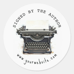 Black vintage Typewriter Signed by the author  Classic Round Sticker