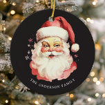 Black Vintage Watercolor Santa Claus Christmas Ceramic Ornament<br><div class="desc">Celebrate the festive season with our Black Vintage Watercolor Santa Claus Christmas Ceramic Ornament! This charming ornament features a nostalgic Santa Claus design set against a stylish solid background, combining vintage charm with modern flair. Perfect for adding a festive touch to your Christmas Tree. Personalise this custom design with your...</div>