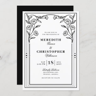 Black Vintage Wedding Invitation