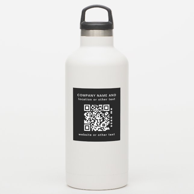 Black Vinyl square Business QR code Water Bottle S (Waterbottle)