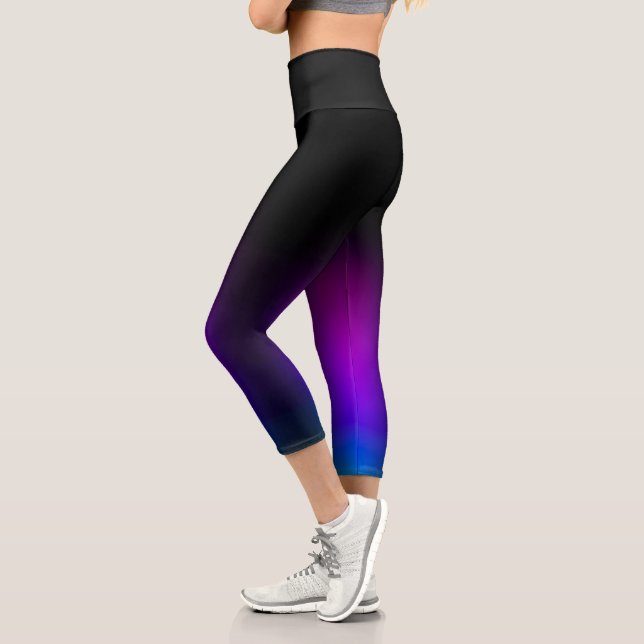 Black Violet Gradient Glow Capri Leggings (Left)