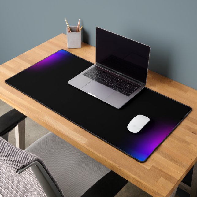Black Violet Gradient Glow Desk Mat (Office 2)