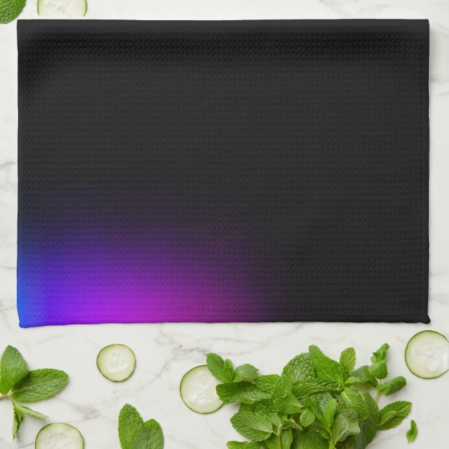 Black Violet Gradient Glow Tea Towel (Folded)