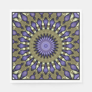 Black Violet Purple Faux Gold Mandala Pattern Napkin