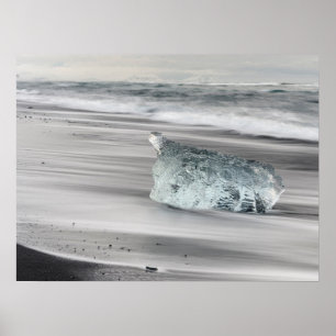 Black Volcanic Beach Vatnajokull National Park Poster