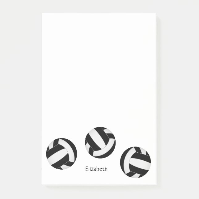 black volleyballs notepad w athlete or coach name (Front)