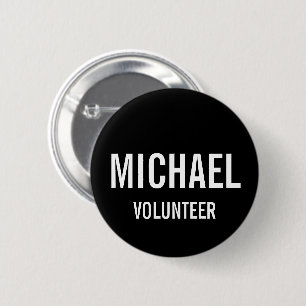 Black Volunteer Badge with Custom Name 