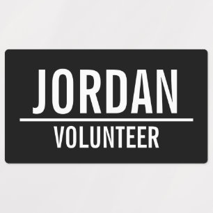 Black Volunteer Badge with Custom Name Labels