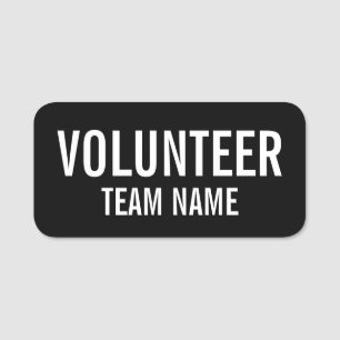 Black Volunteer Badge with Custom Team Name
