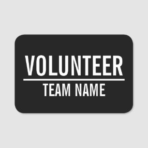 Black Volunteer Badge with Custom Team Name
