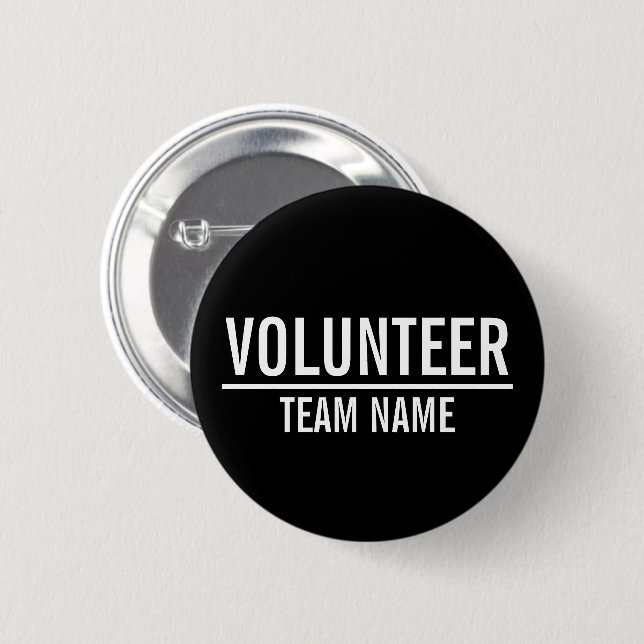 Black Volunteer Badge with Custom Team Name (Front & Back)