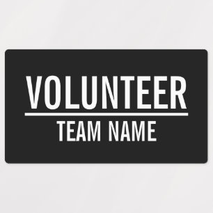 Black Volunteer Badge with Custom Team Name Labels