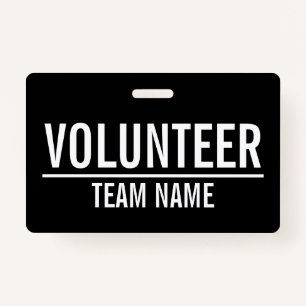 Black Volunteer with Custom Team Name ID Badge