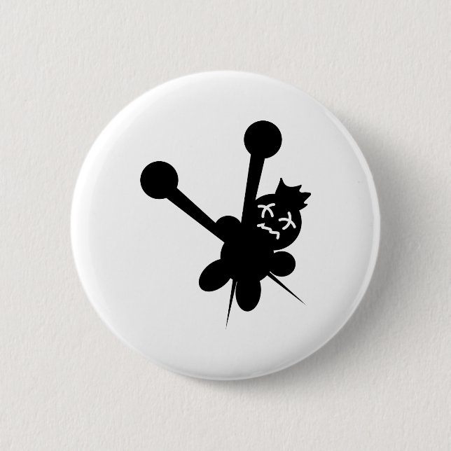 black voodoo doll needles torture 6 cm round badge (Front)