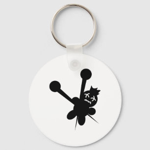 black voodoo doll needles torture key ring