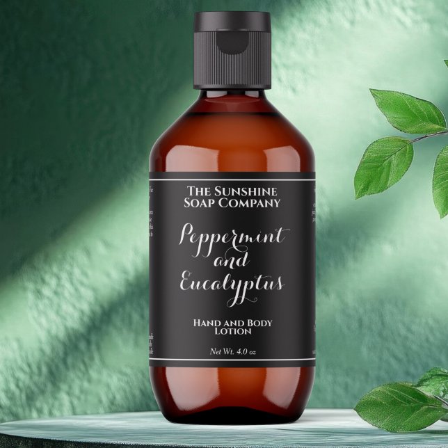 Black w white curly text cosmetics bottle label  (Creator Uploaded)