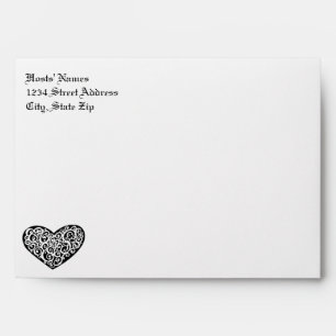 Black w/White Swirly Heart - Envelope