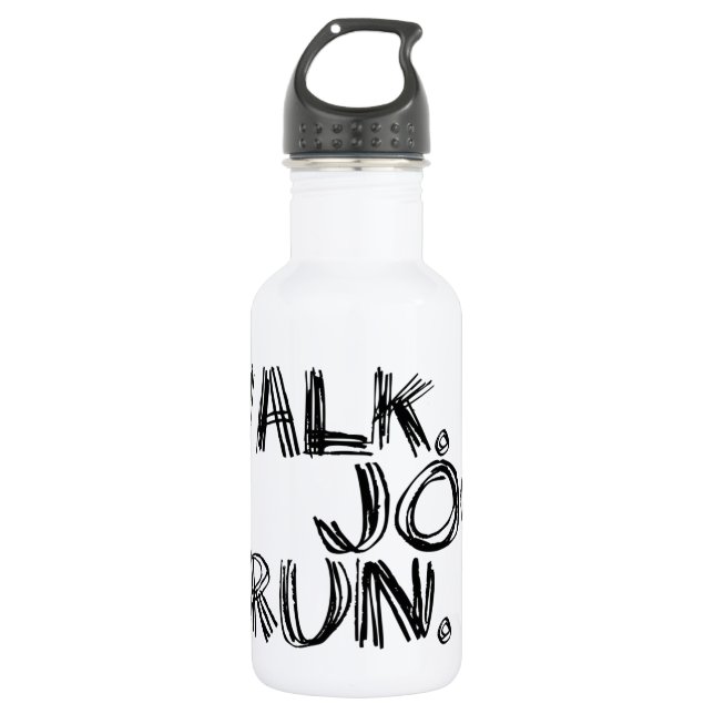 BLACK WALK JOG RUN (font SCRIBBLE) 532 Ml Water Bottle (Front)