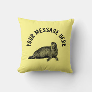 Black Walrus simple Illustration Cushion