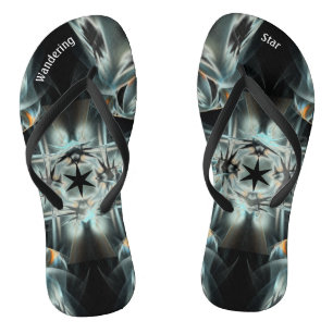 Black Wandering Star Abstract Black & White Thongs