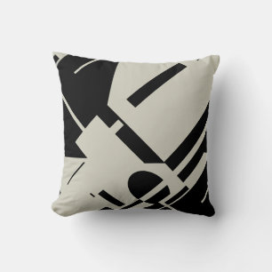 Black Warm Grey Diagonal Bold Abstract Art Design Cushion