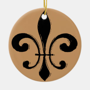 Black Washout Fleur De Lis Ceramic Tree Decoration