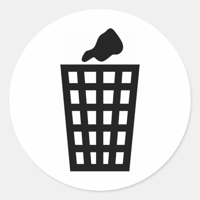 Black Waste Bin Classic Round Sticker (Front)