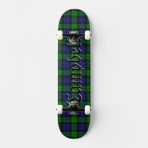 Black Watch Campbell Tartan Scottish Plaid Pattern Skateboard