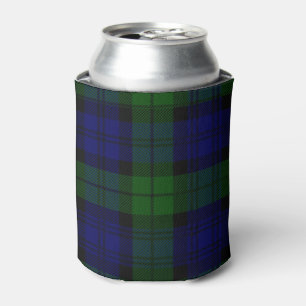 Black Watch clan tartan blue green plaid Can Cooler