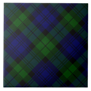 Black Watch clan tartan blue green plaid Ceramic Tile
