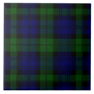 Black Watch clan tartan blue green plaid Ceramic Tile