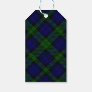 Black Watch clan tartan blue green plaid Gift Tags