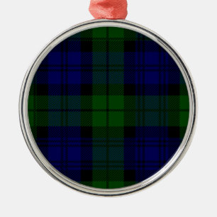 Black Watch clan tartan blue green plaid Metal Tree Decoration