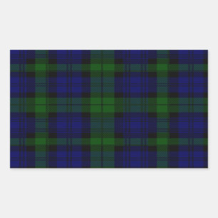 Black Watch clan tartan blue green plaid Rectangular Sticker