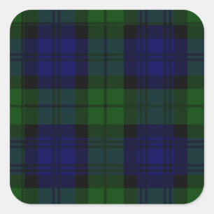 Black Watch clan tartan blue green plaid Square Sticker