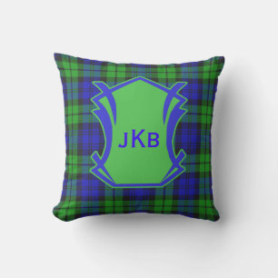 Black Watch Classic Tartan Monogrammed Pillow