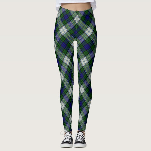 Black Watch Dress Modern Tartan Plaid Argyle Leggings (Front)