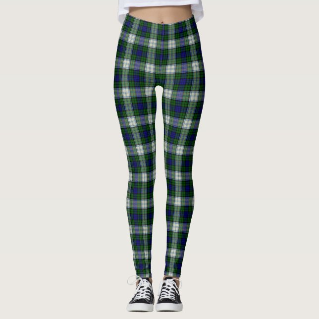 Black Watch Dress Modern Tartan Plaid Pattern Leggings (Front)
