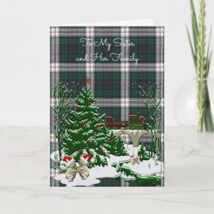 Black Watch Dress Modern Tartan Sister Christmas Holiday Card